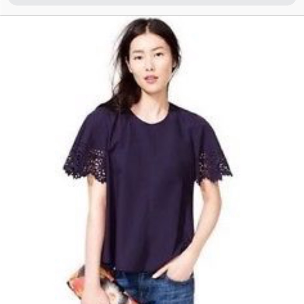 JCrew Laser Cut Sleeve Shirt in Navy!